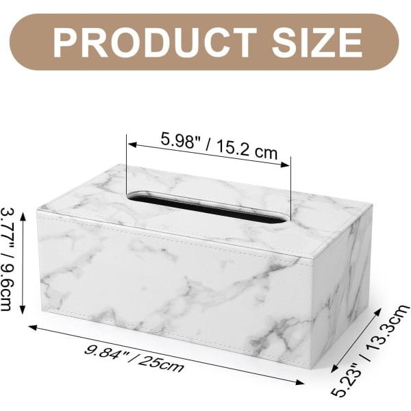 RYI) Marmorläder Rektangulär Tissue Box Kreativt Vardagsrum Te