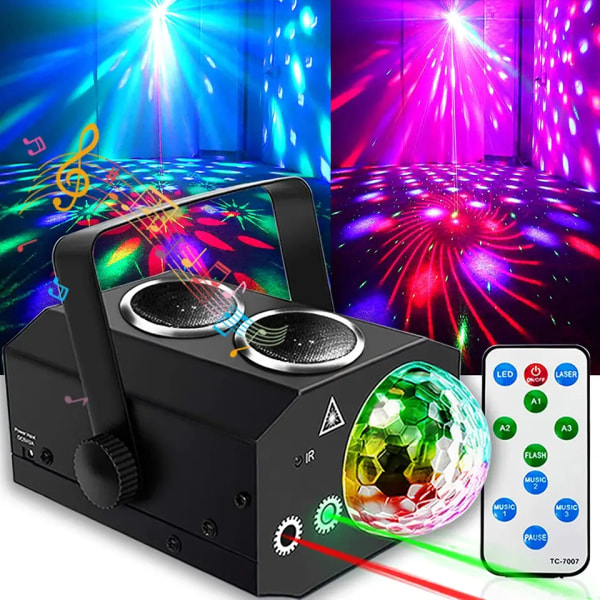 Juhlavalot, Disco Ball Lights, Disco Lights, Dj Lights Rave Lights Stage Light Strobe Lights Laser Lights USB Power Sound aktivoitu kaukosäätimellä