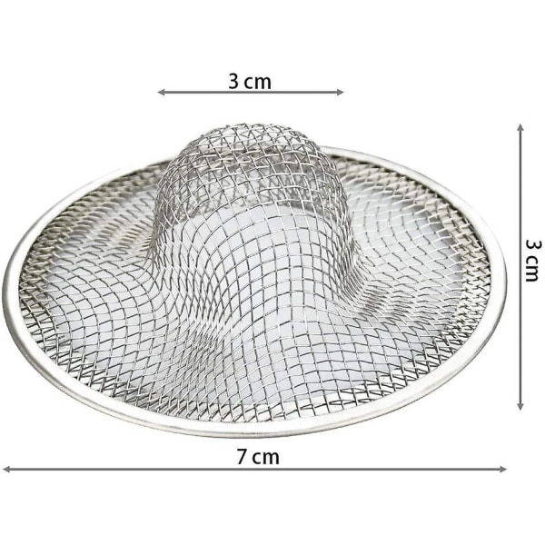 Sett med 3 rustfrie stålsil til vask - kjøkkenvaskrist, anti-tilstoppingssil, avløp til kjøkkenvask, bad, servant, badekar, 7 * 3 * 3 cm