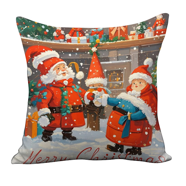 5 st jul-kuddfodral 18\"x18\" Julgran Snögubbe Jultomte Kuddfodral för Hem Soffa Säng