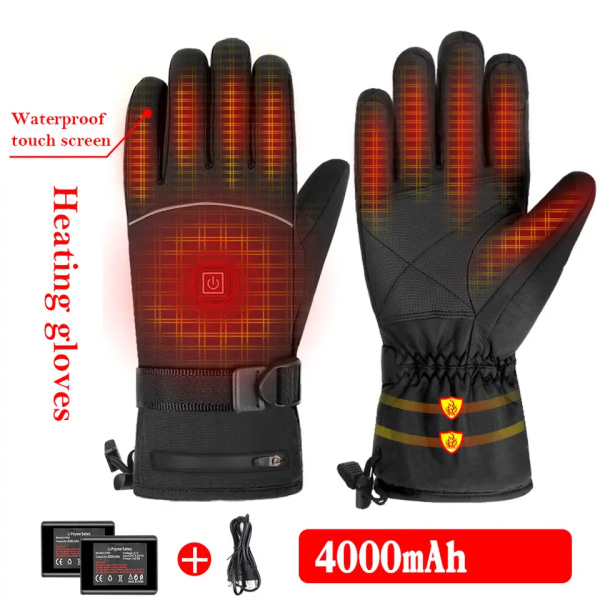 Uppvärmda handskar för män kvinnor, 2022 uppgraderade uppladdningsbara 4000mAh uppvärmda handskar, elektriska handskar Batteriuppvärmda handskar, pekskärm vattentät uppvärmning G