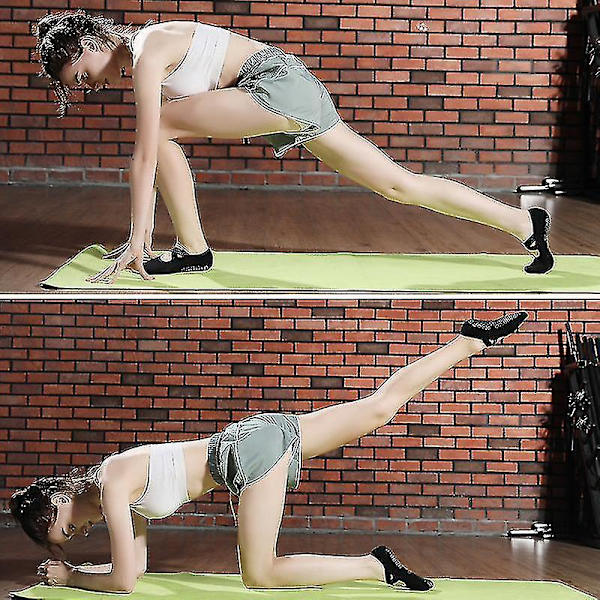 Anti-slip Yoga Sokker Pilates Sokker Gulv Terry Tykke Bomulds Kryds Dans Bevægelse Brun Brown