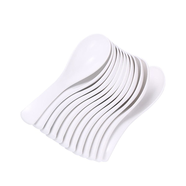 12 stk. A5 Melamin Skeer Brudsikker Suppe Ske Imitation Porcelæn Krydderi Ske Til Køkken Restaurant Hotel HvidM White M