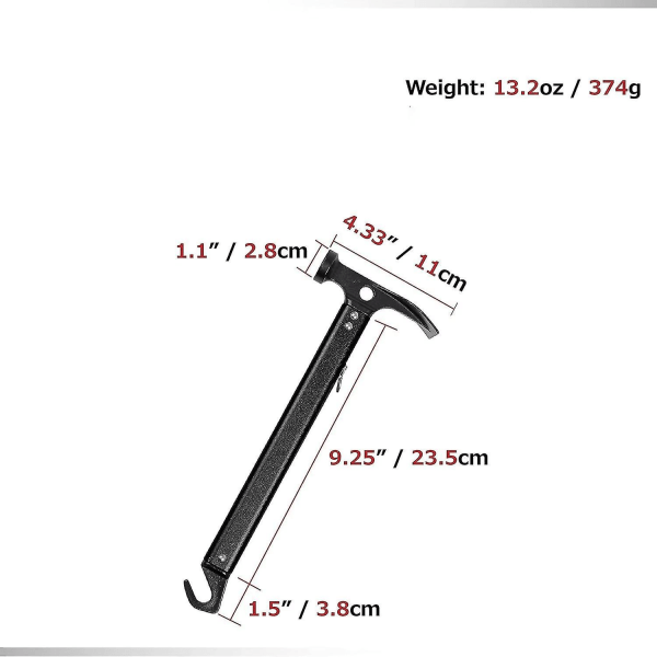 Camping Tält Pålhammare Borttagare Dragare Drivare Spade Lättvikt Aluminium Portabel Multifunktionell Utomhus (1 Styck, Svart)