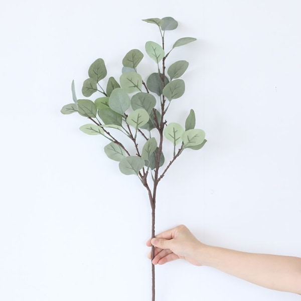 6PCS Artificial Eucalyptus  Silver Dollar Leaves Long Plants Greenery Fake Plastic Branches Greens Bushes