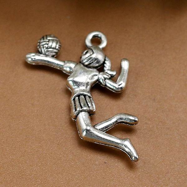 20 st Charm-berlocker i legering för DIY-smycken, volleybollspelare, silver, 2,7 x 1,9 x 0,45 cm Silver 2.7*1.9*0.45cm
