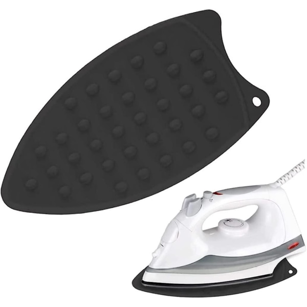 Silicone Iron Rest Pad Ironing Board Hot Mat Multipurpose Heat Resistant Plate Tray (2pcs, Black)