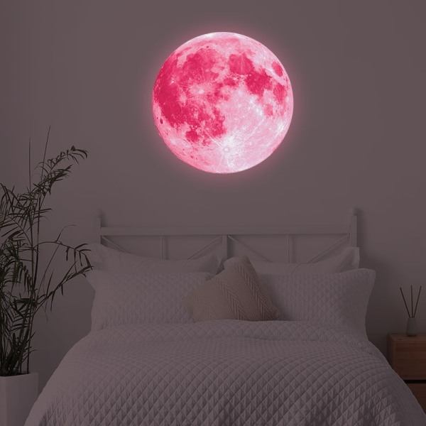 Suuret hehkuvat seinätarra Luminous Space Planet Moon Phases Seinätarra Hehkuvat tarrat kattoon Irrotettava