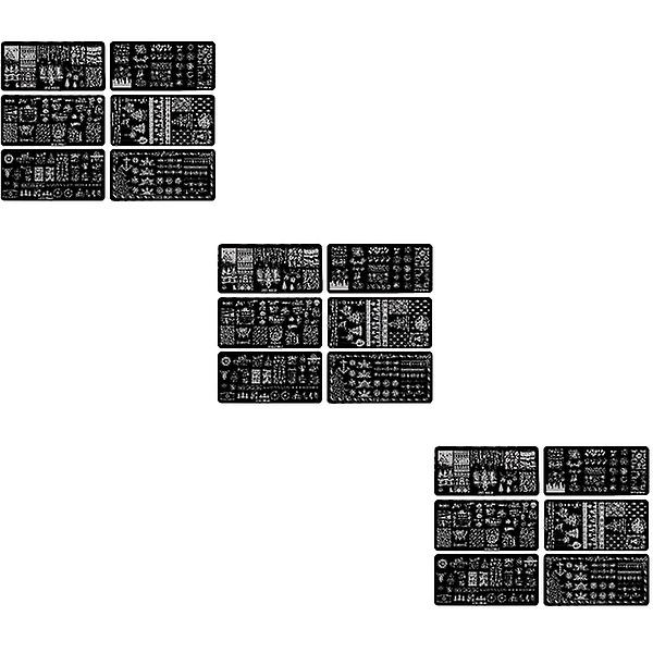 18 stk. Jule-Stemplingsplader til Neglekunst Stemplingsplader Neglekunst Stempler Skabeloner 18 stk 12x6x0,1cm 18 pcs 12x6x0.1cm