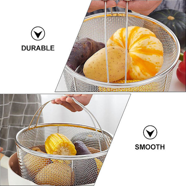 Bærkurv i rustfrit stål Fritureskurv Skyl Deep Fry Basket Foldbar Fritureskurv Mesh Si Strainer Kurv Sølv 20,5x20,5cm Silver 20.5x20.5cm