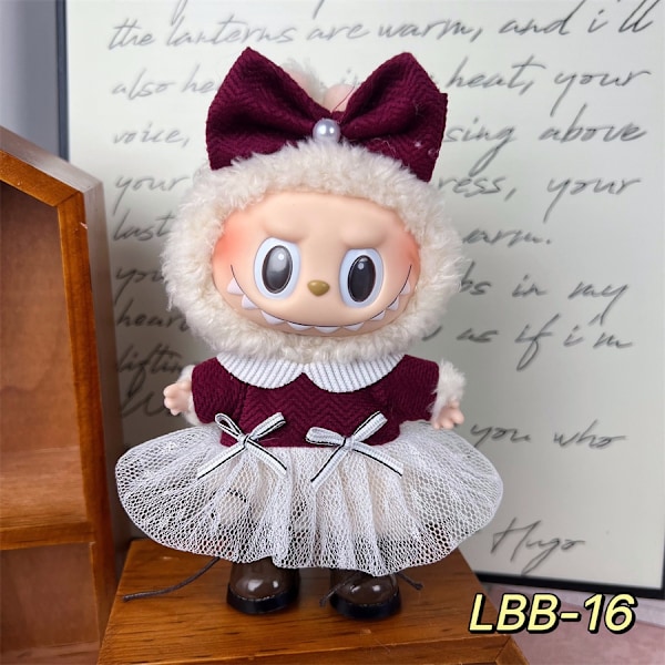 /RYI/Labubu 17cm HängsmyckeBlind Box Hängsmycke Bärbara Dockkläder med Hatt Dekorativt Set Lbb-23