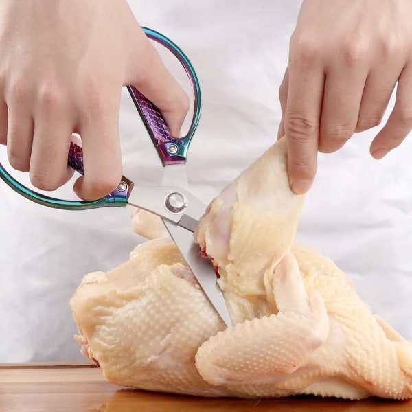 Kraftfulde køkkensaks professionelle Heavy Duty Multi-Purpose smuk Farve regnbue Titanium Coating Smedede rustfrit stål fisk