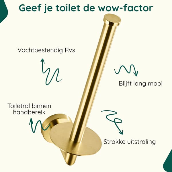 Vægmonteret toiletpapirholder, guld rustfrit stål reserveopbevaring til 2-3 ruller, ridse- og rustbestandig, pladsbesparende til badeværelset