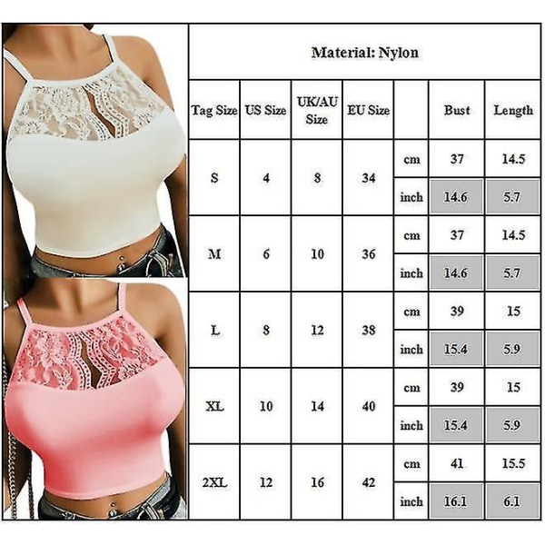 Naisten Pitsi Keyhole Cami Stretch Puoli Camisole T-paita Bralette TopitMPink M Pink