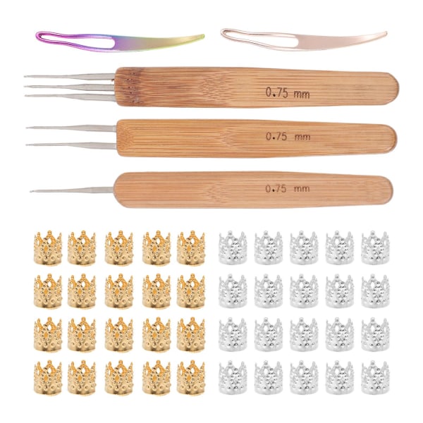 Stickningsverktyg Sy-nålar Set Virknål Set Väska Dread Locks Virknålar Nålar Hårförlängning Trä Böjd Hook0.7X1.4X13.3CM 0.7X1.4X13.3CM