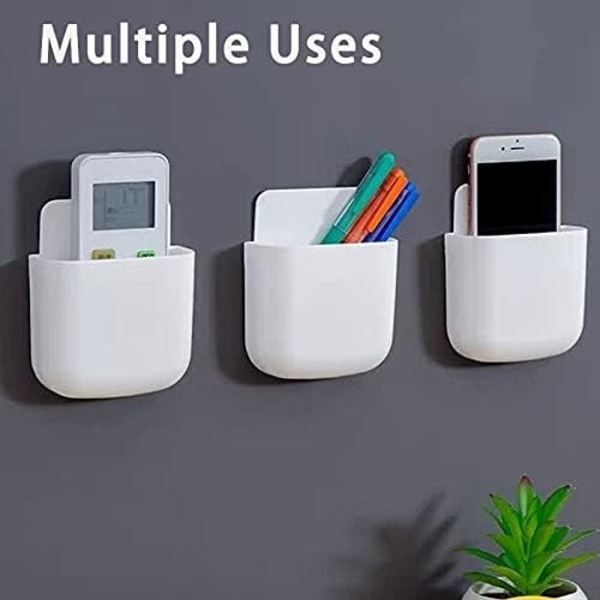 3-pak fjernbetjeningsholder Vægmonteringsholdere Hulfri telefonopladning Organizer Pen opbevaringsbeholdere til hjemmet (hvid)