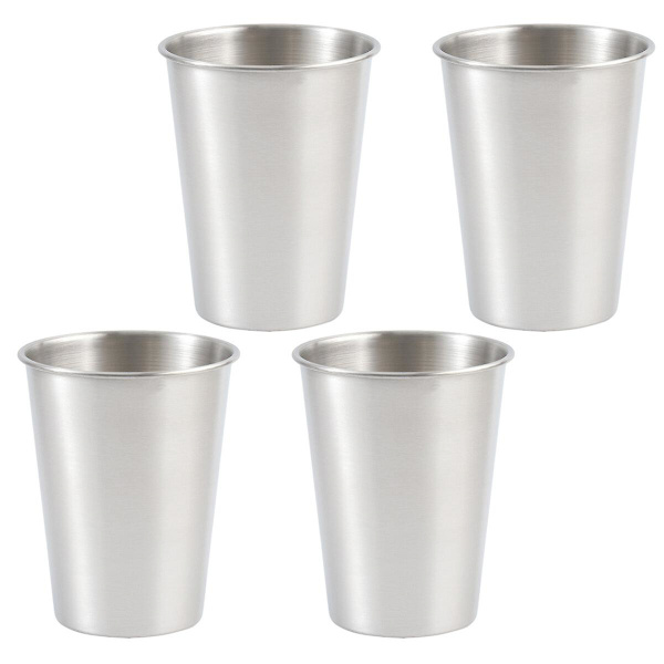 4 kpl 500 ml Ruostumattomasta Teräksestä Valmistettu Olutmukit Kannettavat Yhden Kerroksen Mukit Ulkokäyttöön Kahvikupit Auton Kupit (hopea) 350 ml 10,5 x 8,3 x 5,7 cm 350ml 10.5x8.3x5.7cm