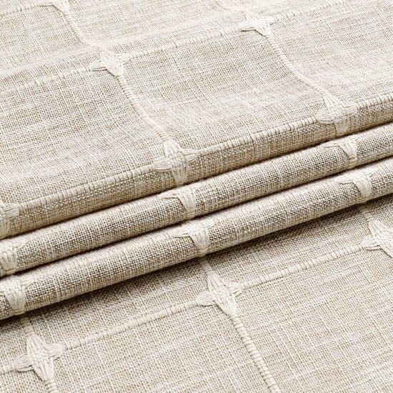 Stof badeforhæng med kvaster, vandtæt vaskbart linnedlook ternet design, 72 x 79 tommer Boho bondegårdsbadeværelsesindretning til badekar, beige