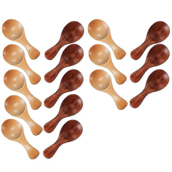 16 Små Träskedar Mini Kryddor Socker Krydda Salt Honung Tesked Kaffe Te Marmelad Senap Ic