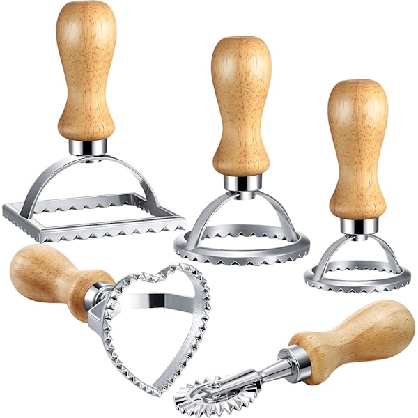 5-delad Ravioli-stämpelset, Ravioli-kutterstämpelset, Premium Ravioli-kakutstämpelset, Används för Ravioli, Pasta