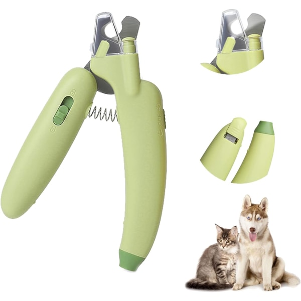 Professionella Klosax för Hundar och Katter, Vassa Blad, Ultra Ljusa Säkerhetslampor och Nagelfil, Hållbar och Söt Design