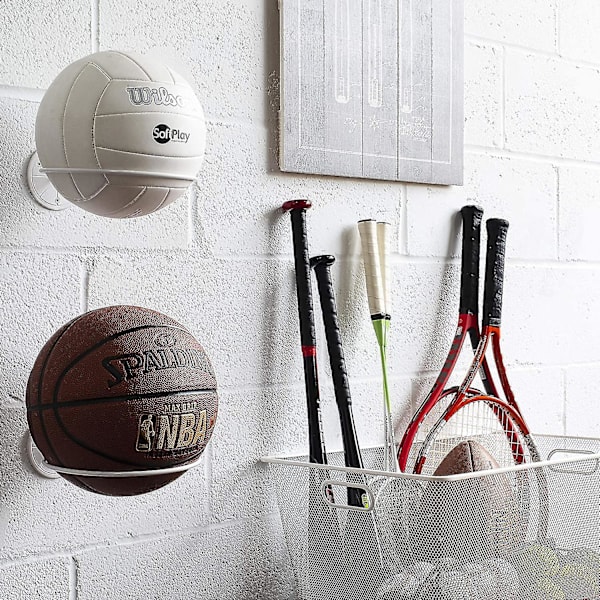 Veggmontert Ball Oppbevaring Sportsball Holder Stativ Display Oppbevaring Stål (svart)Hvit White 1pcs