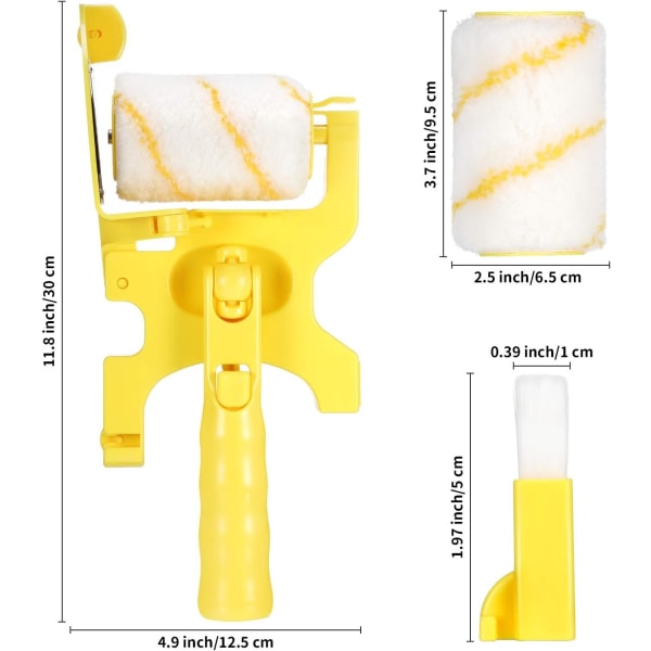 Brush Monitoiminen Käsikäyttöinen Siisti Leikkaus Maali Rullaharja Maali Combo-setti Ylimääräisellä Vaihto Rullalla, (2 Sarjaa)