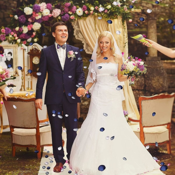 Silke Roseblader Kompatibel Med Bryllupsdekorasjoner Hvite Blomsterblader - Blå