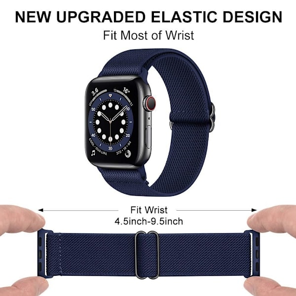 Justerbart, elastisk, flettet sportsarmbånd i nylon, egnet til Apple Watch-armbånd, egnet til Iwatch-serien, blå (38/40/41mm)_RY