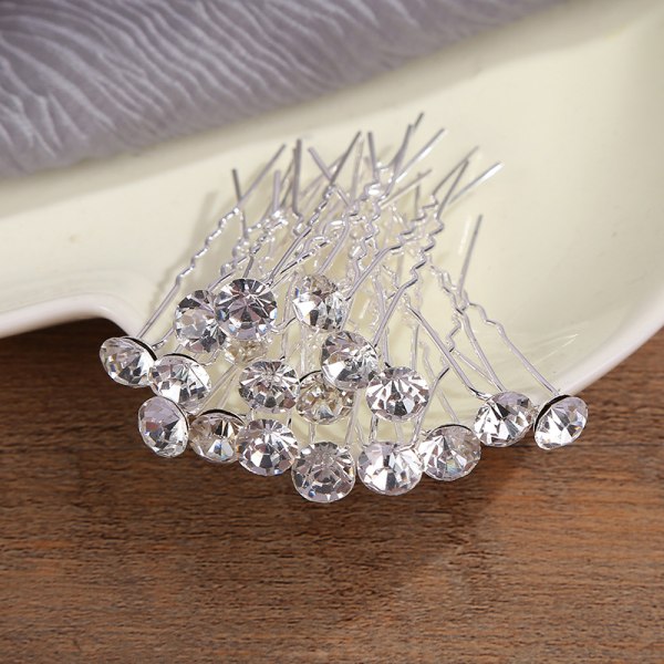 U-Formet Diamant Hårklipp, Formet Diamant Hårspenne, Bryllup Hårspenne, Brud Perle Blomst Krystall For Bryllupstilbehør, 30 Enheter