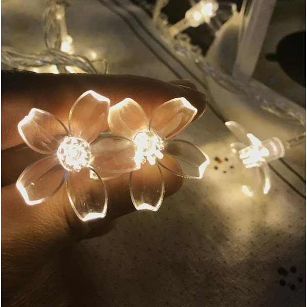 Keijuvalojen joulukoristevalot 50 LED:llä, hännän liitäntämahdollisuus, kirsikan kukka koriste, uutuusvalo juhliin, terassille, häihin