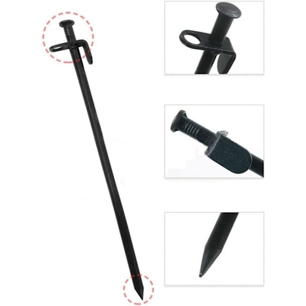 Camping Pinde 10 stk Teltsøm Heavy Duty Sort Stål Metal Camping Pinde Plukke Jordspyd Udendørs