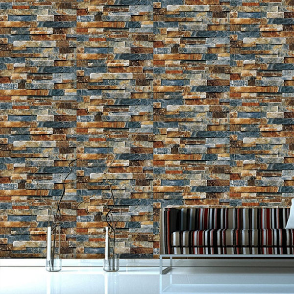 Kivitilaseinätapetti Irrotettava Tarrapaperi Itseliimautuva Teko-tiili Tekstuuriseinätapetti 17,8\" x 236\" Kalusteiden Uusiminen
