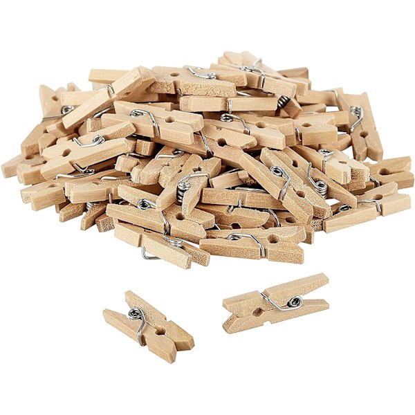 Set med 80 Dekorativa Mini Träklämmor 2,5 Cm med Prydnad - Mått: Ca. 2,5cm