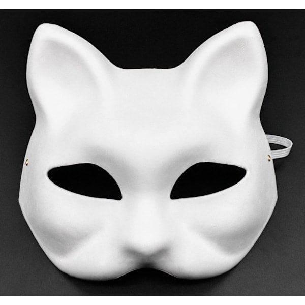 10 st Kattmask för målning, Djurmask DIY Vit Halvmask för Maskerad Barn Rollspel Mask Kostymfest Present