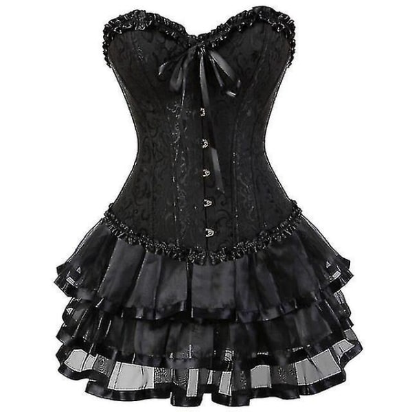 Seksikäs Korsettimekko Naisille Pluskokoinen Kostyymi Yläosa Burleske Korsetti Ja Minimekkosetti Tutu Corselet4XLmusta 4XL black