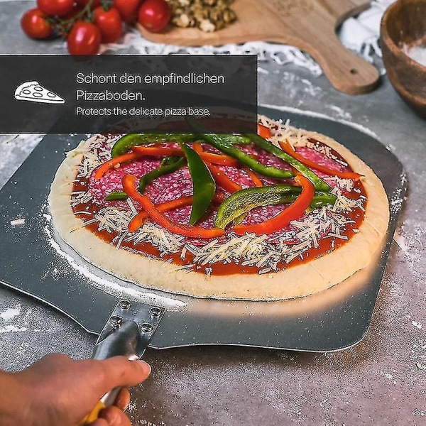 Neliönmuotoinen pizzakuori, alumiininen pizzan työntäjä puisella kahvalla, leipätyöntäjä, pizzapohja - Pizza L