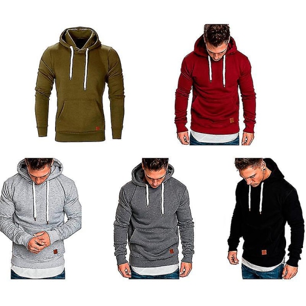 Men Sweatshirt Autumn Winter Casual Long Sleeve Hoodies Solid Hooded Sweater Coat NewL