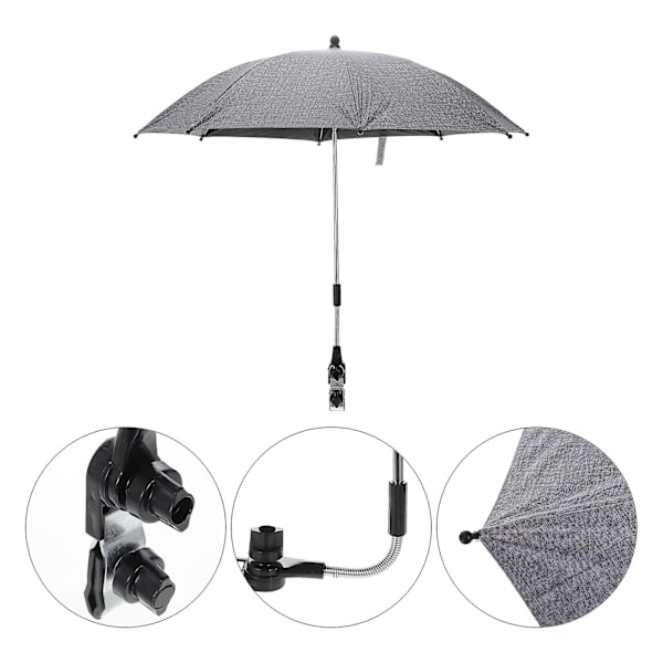Solskydd för barnvagn, paraplyklämma - solskyddsparaply, barnvagnsparaply, solskydd för barnstol på stranden Grey 79x85x80cm