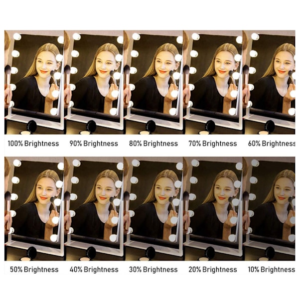 Badeværelsesvæglampe LED Vanity Spejl Pære Spejl Lys Foran Badeværelsesspejl Lys Vanity Spejl Pære, 10 Pærer, Hvidt Lys