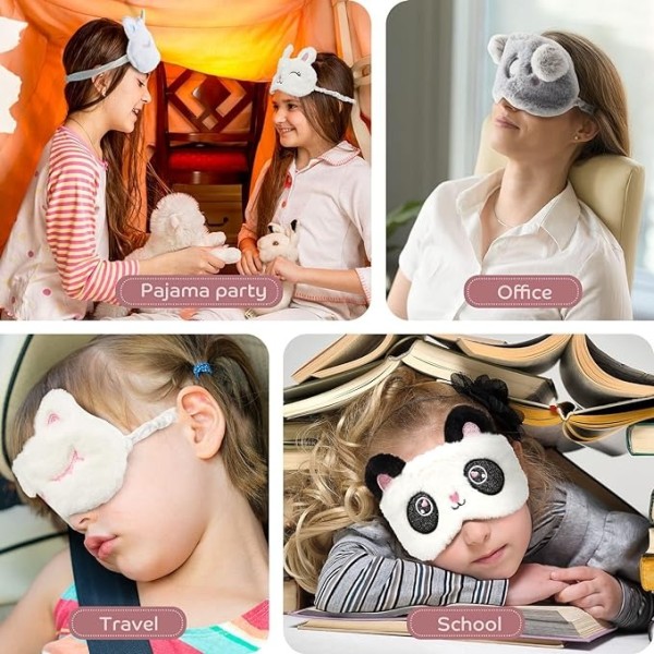 6 kpl Kids Sleep Mask Söpö Yksisarvinen Eläin Sleeping Cover Hauska Pehmoinen Silmäsuoja Naisille Tytöille Lapsille Lentomatkoille