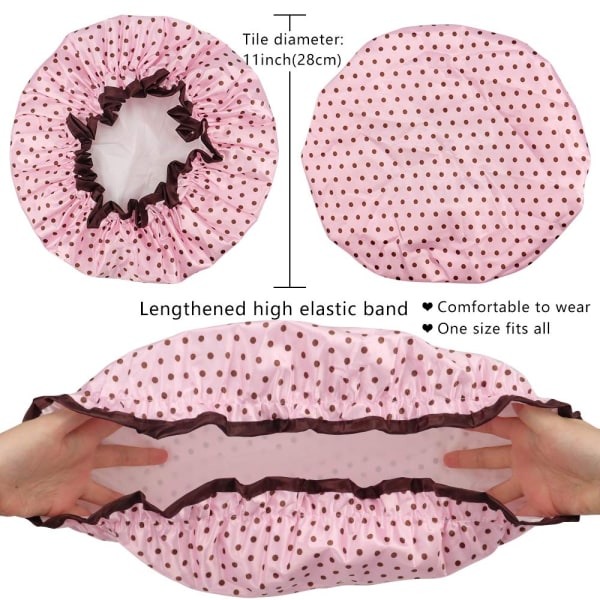 4 stk Dusjhette for Kvinner, Elastisk og Gjenbrukbar, Miljøvennlig Hårbadshue, Dobbelt Vanntett Lag Badinghette
