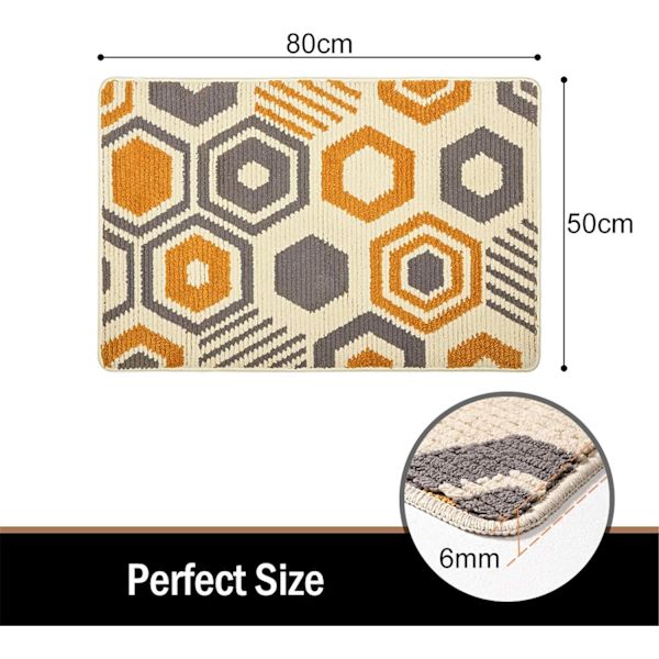 Geometrisk Formet Skridsikker Dørmatte, Absorberende Skridsikker Fodmatte til Hjemmet Slidstærk, Indendørs, Udendørs, Indgang, Trappe, Gang, Havematte, Beige