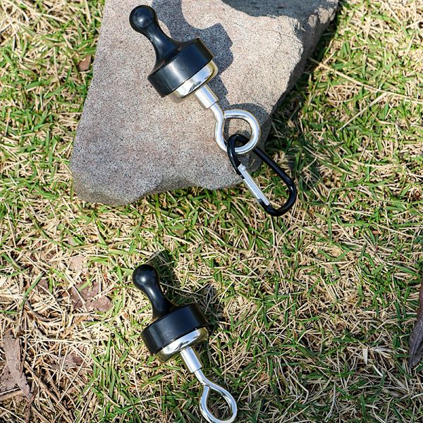 (2-pack) Magnetiska krokar för tält, Magnetklämma med karbinhake för camping, Stark jordmagnet, Hängning på kryssning, Multifunktionell