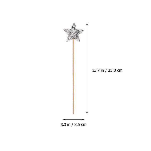 2 stk. Teenage Girl Gaver Stjerne Fe-stav Rhinestone Dekoration Piger Fe-stav Glitter Stjerne Stav Stjerne Silver 35X8.5X1CM
