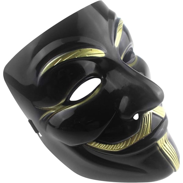 Hacker Mask V för Vendetta Mask för Barn Kvinnor Män Halloween Cosplay Kostym Svart 10st