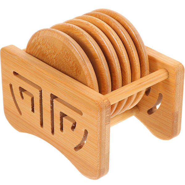 1 Sæt Bambus Coastere Hjem Bambus Tekop Underlag Varmeisoleringspuder Med StativRack11X8CM Rack 11X8CM