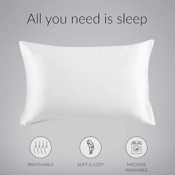 Satin Kuddeöverdrag för Hår och Hud, 2-pack - Standardstorlek Kuddeöverdrag - Satin Kuddeöverdrag med Kuvertstängning Ren Vit 20 x 36 Pure White 20  x 36