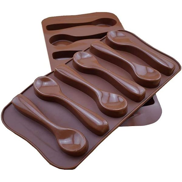 2-pack Icke-klibbiga Silikonformar för Choklad, Godis, Gelé, Isbitar, Silikon Skedform för Bakning av Isbitar Chokladform