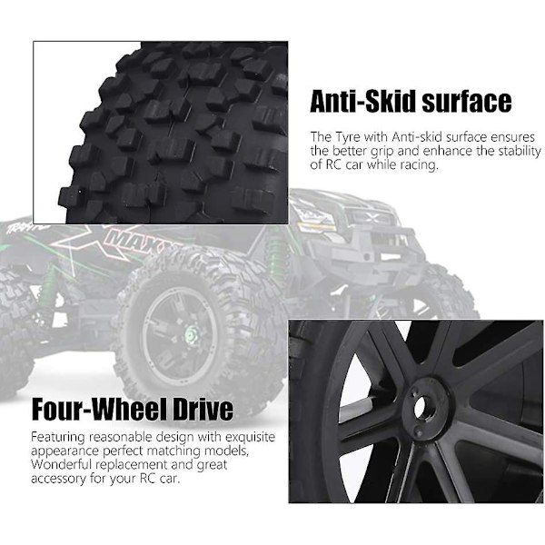 4 stk RC Racing Dekk, 1/10 RC Truck Hjul Gummidekk For Zd Racing Buggy Bil (Svart)